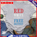 Independence Day Print Letter Tea T-Shirt (Light Grey XXL)
