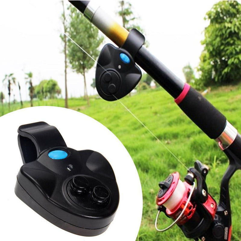 Black Electronic LED Light Fish Bite Sound Alarm Bell Clip On Fishing Rod Newly