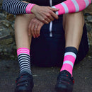 Breathable Striped Cycling Socks Women Men Sports Soccer Running Long Socks