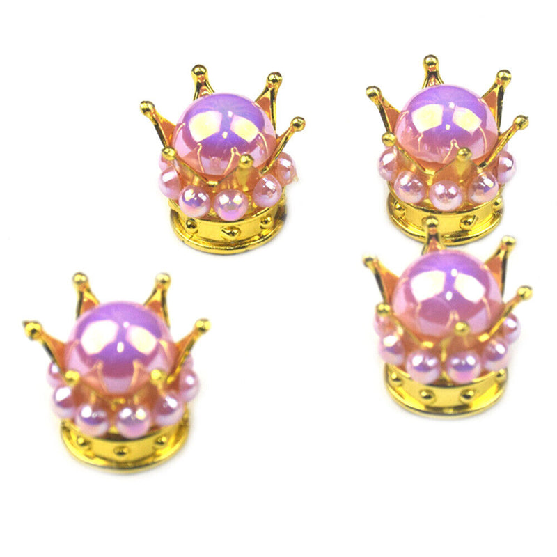 4pcs Universal Car Beads Crown Wheel Tire Valve Cap Auto Tyre Rim Stem Air Cover