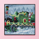 14CT Full Embroidery Christmas Train Cotton Printed Cross Stitch Home Decoration