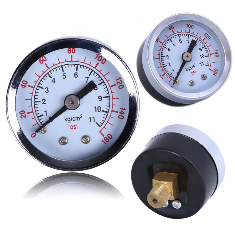 1/8" NPT Mini Pressure Gauge Air Compressor Hydraulic Gauge Tester 160 PSI