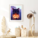 30x40cm 5D DIY Full Round Drill Diamond Painting Halloween Pumpkin Cat Decor