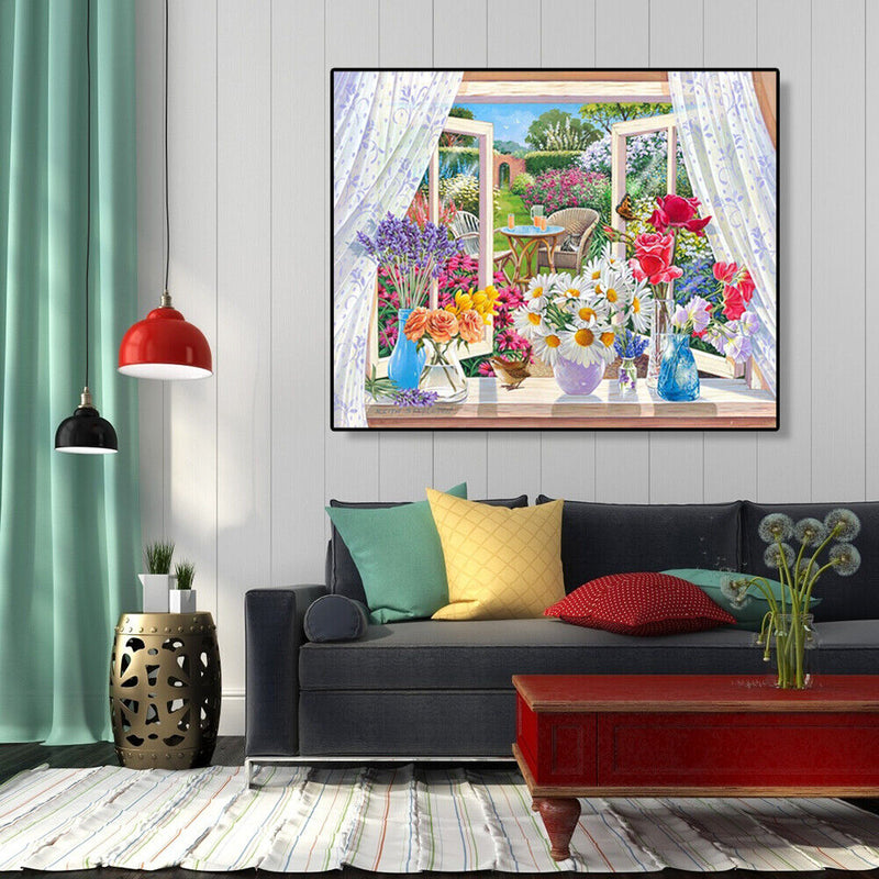 Painting By Numbers Kit DIY Flowers Vase Canvas Oil Picture Wall Artwork