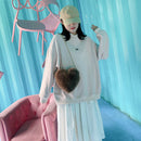 Women Soft Warm Plush Heart Shape Handbags Female Travel Fluffy Underarm Bags