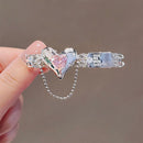 Bend Bangs Clip Chain Tassel Design Sweet Cool Metal Pink Love Heart Hair Clip
