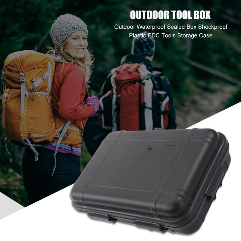 Outdoor Waterproof Sealed Box Shockproof EDC Tools Storage Case (Black L)
