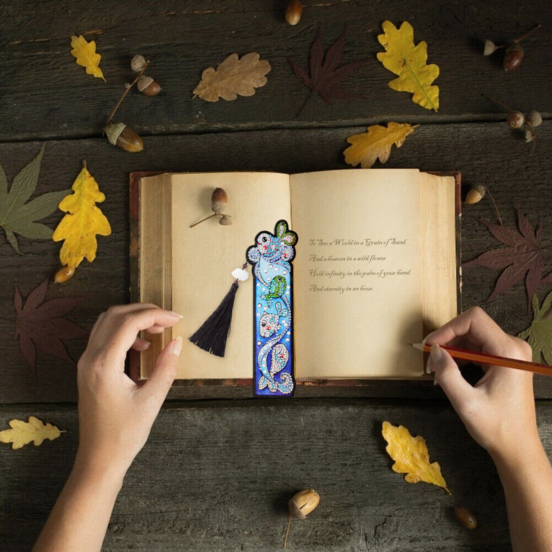 5D DIY Special Shaped Diamond Painting Exquisite Leather Tassel Bookmarks Newly
