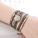 Unisex Multi-layer Bracelet Bangle Weaved Magnetic Buckle Jewelry(Black)