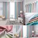 Gradient Hollow Star Curtain Bedroom Full Blackout Window Drapes (Pink)