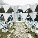 12 Flags White Flower Lace Flag Banner Pennant Wedding/Birthday Party Decor