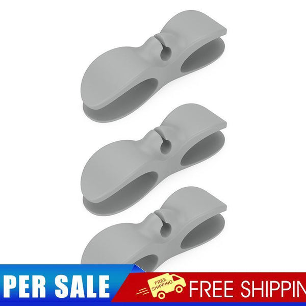 3pcs Wire Cable Organizer Clip Adhesive Cord Storage Wrapper Winder (Grey)