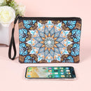 DIY Mandala Special Shaped Diamond Painting Women Wristlet Wallet Zipper Clutch