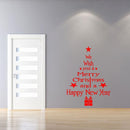 Christmas Tree Waterproof Removable Glass Door Wall Stickers Home Decor(Red