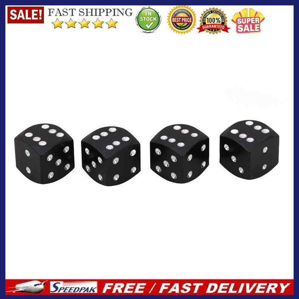 4pcs Dice Style Car Tire Wheel Tyre Caps Valve Stem Dust Covers (Black)