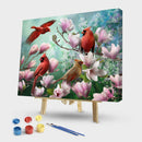 DIY Oil Painting By Number Kit Flowers Birds Hand Painted Craft Drawing
