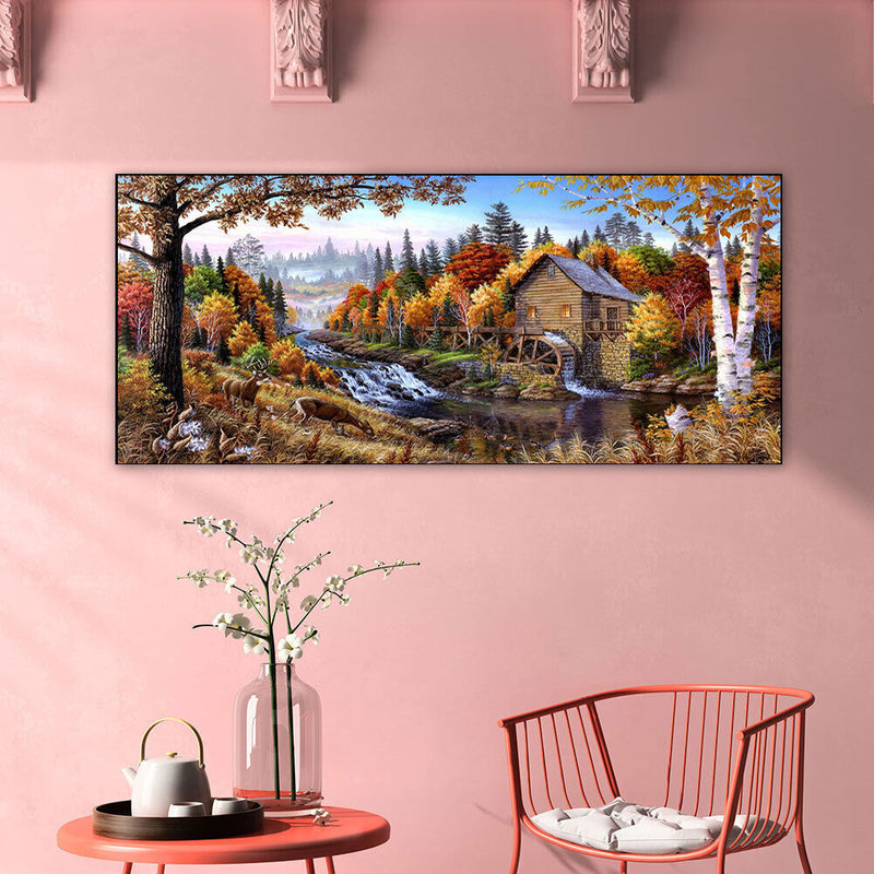 Woods Oil Paint By Numbers Kits Canvas Picture Wall Art DIY Craft Decor Hat