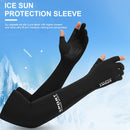 Ice Arm Sleeves Unisex UV Protection Half Finger Arm Cover (2 Finger Black)
