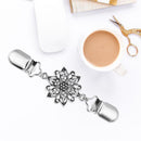 Hollow Flowers Brooch Rhinestone Necklace Clips Women Alloy Cardigan Pin Jewelry