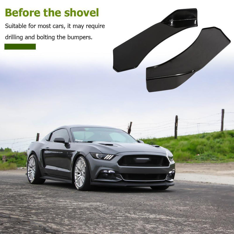Universal Car Front Bumper Lip Splitter Chin Spoiler Glossy Black Left+Right