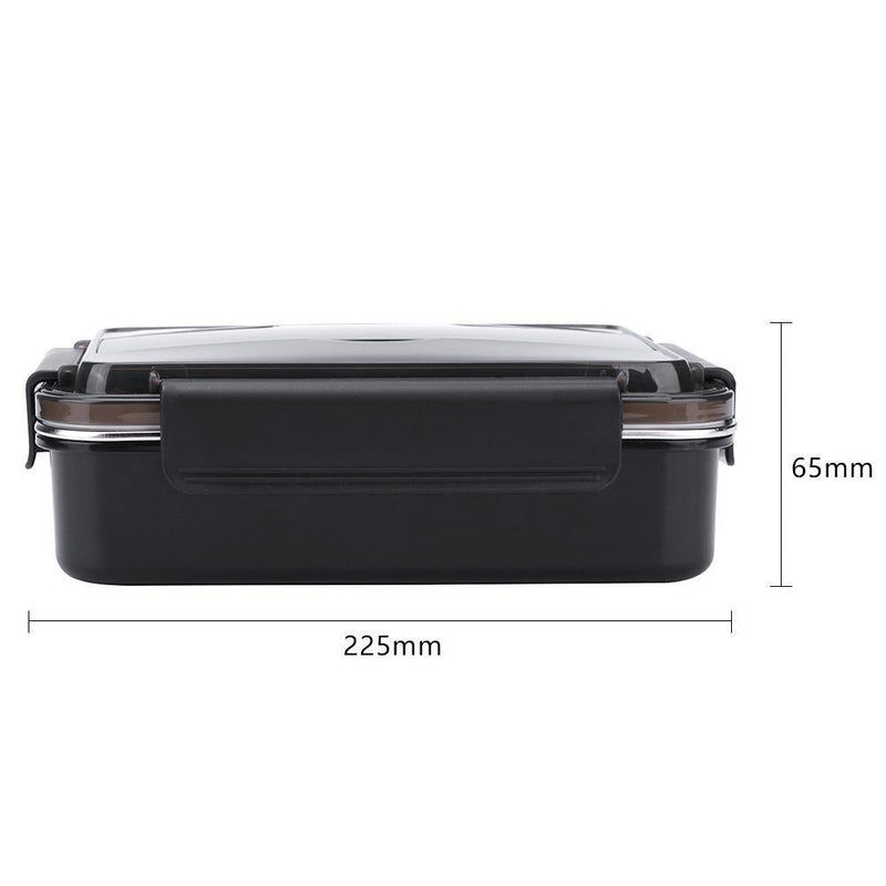 Portable Stainless Steel Bento Lunch Box Leak-Proof Food Container (Black)