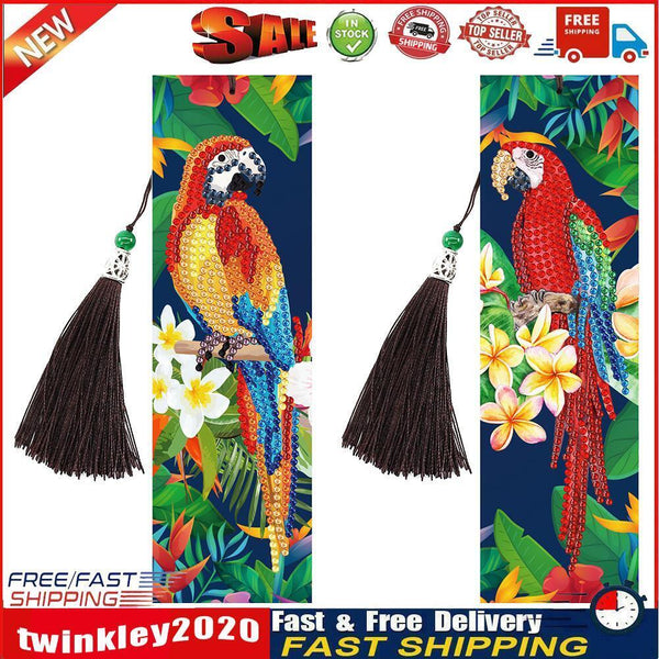 2x Parrot Diamond Painting Bookmark DIY Special Shaped Drill Tassel (SQ26) Newly