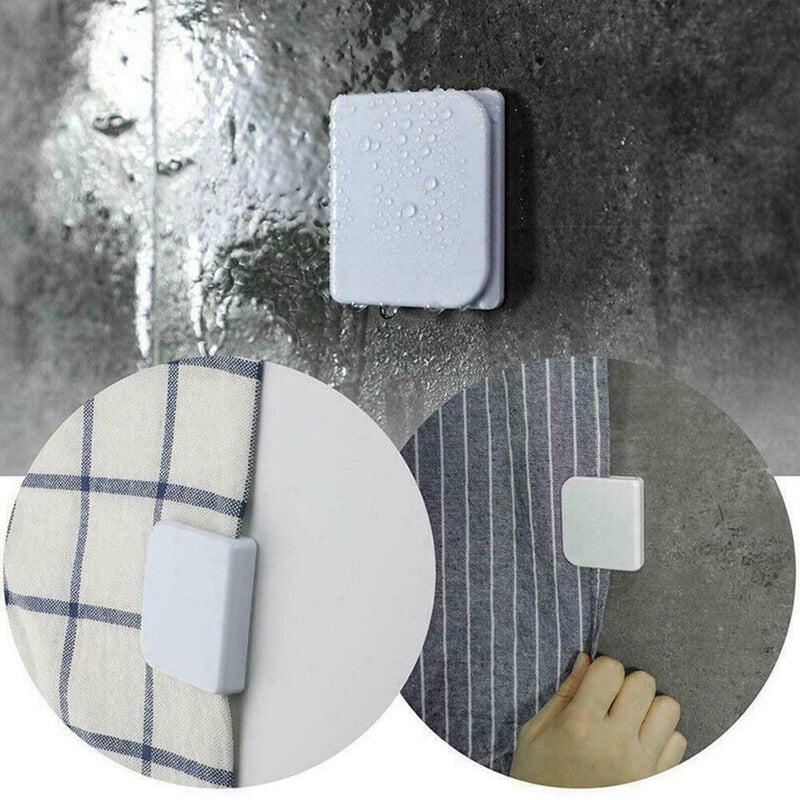 2 Pcs Shower Curtain Clips Self-adhesive Guard Curtain Fixed Clips U Shape W5X1