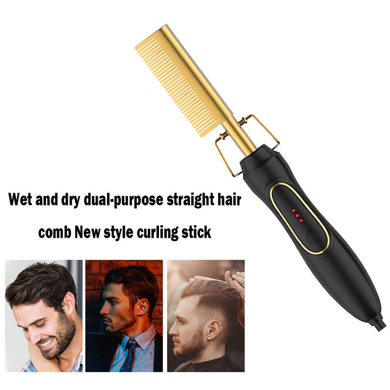 2 in 1 Electric Hair Straightener Curler Heating Flat Curling Iron Styling Comb