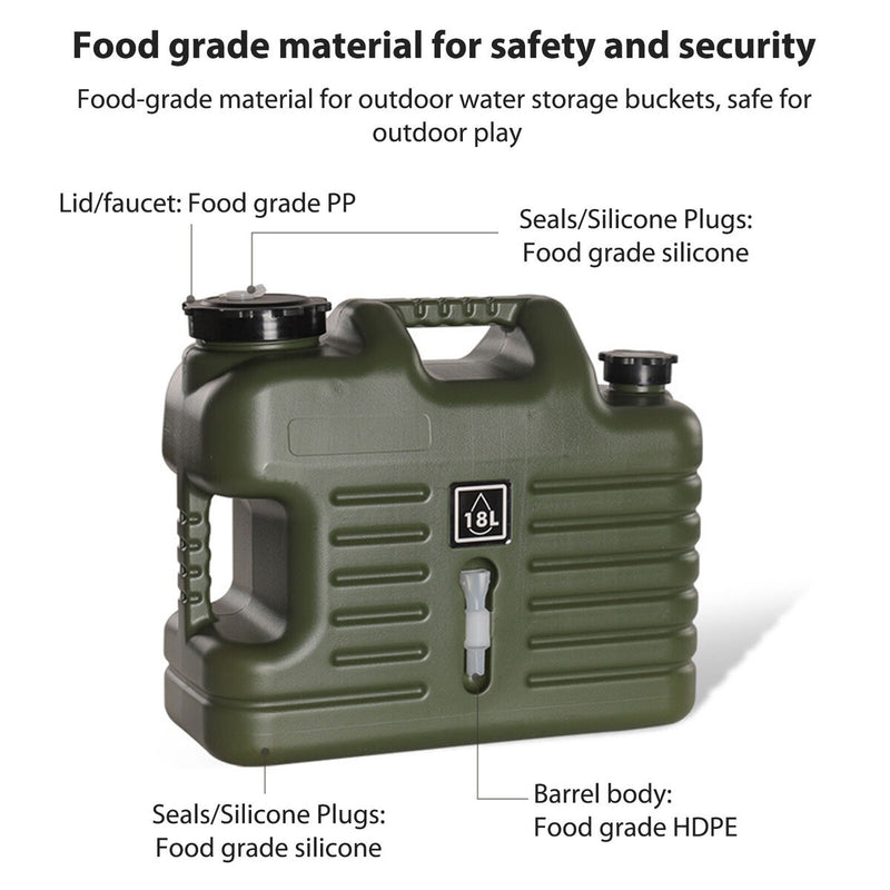 12/18L Water Container Emergency Reservoir with Spigot Water Canteen for Outdoor