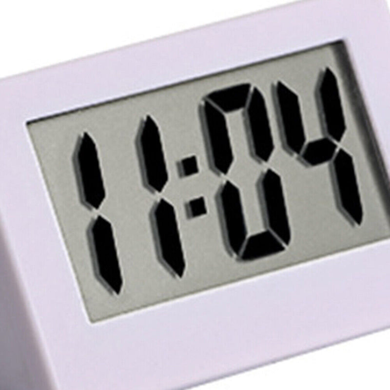 Mini LCD Digital Electronic Desktop Time Clocks Silent Desk Clocks (White)