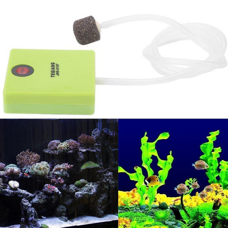Aquarium Dry Battery Operated Fish Tank Pump Air Aerator With Stone Z3K9