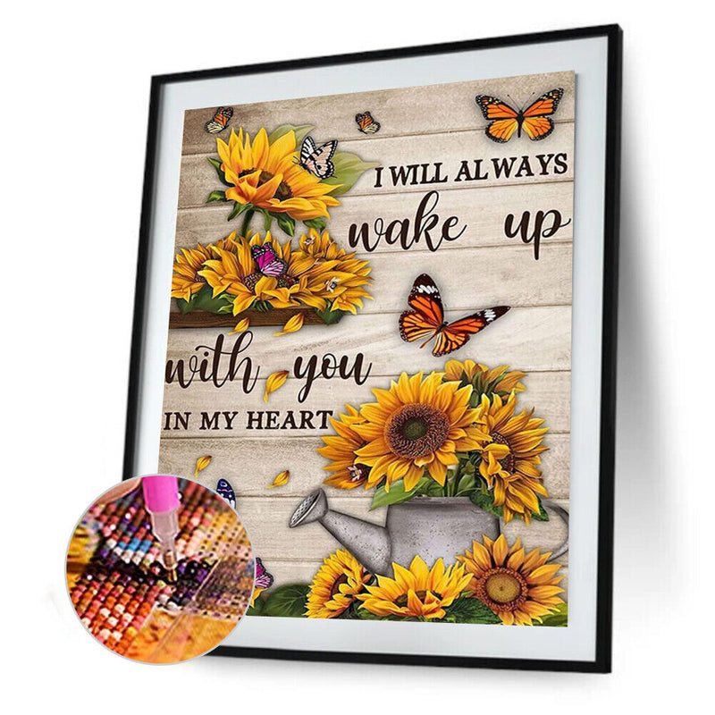 DIY Diamond Painting Kit Full Round Rhinestone 5D Butterfly Sunflower Picture
