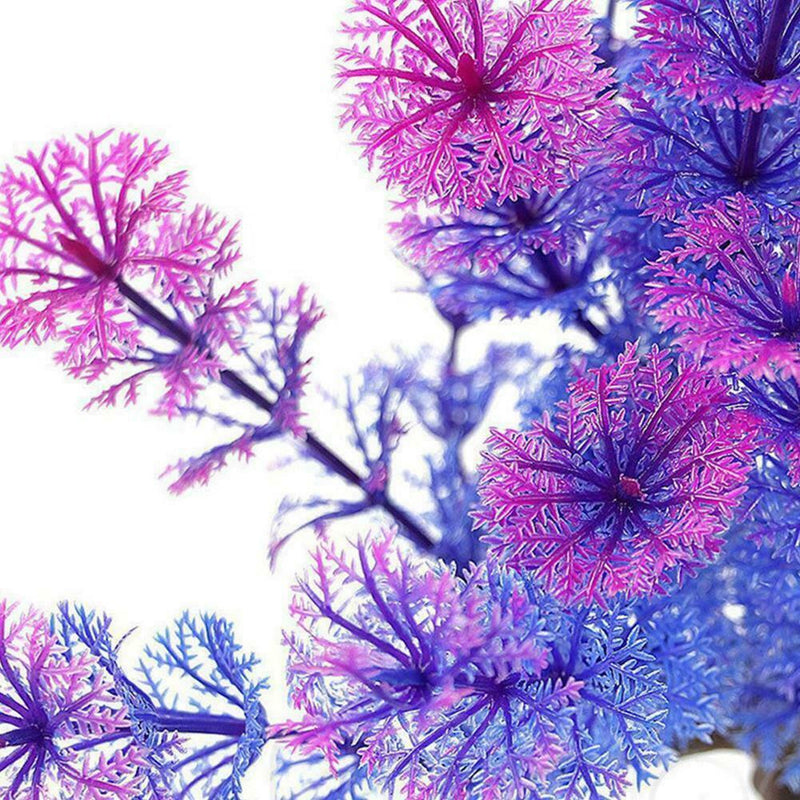 Aquarium Large Artificial Ornament Fish Tank Pink Tree Grass Plastic Plant R0H5