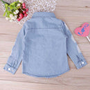 Autumn Unisex Fashion Children Turn Down Collar Pockets Denim Coat(1-2T)-18