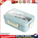 Microwave Lunch Box Wheat Straw Compartments Bento Food Container (Blue) Newly
