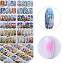 12 Patterns Water Decals Nail Art Transfer Stickers Big Sheet Manicure Decor