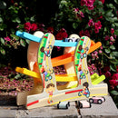 Children Wooden Four-layer Track Inertia Speed Slide Car Early Educational Toys