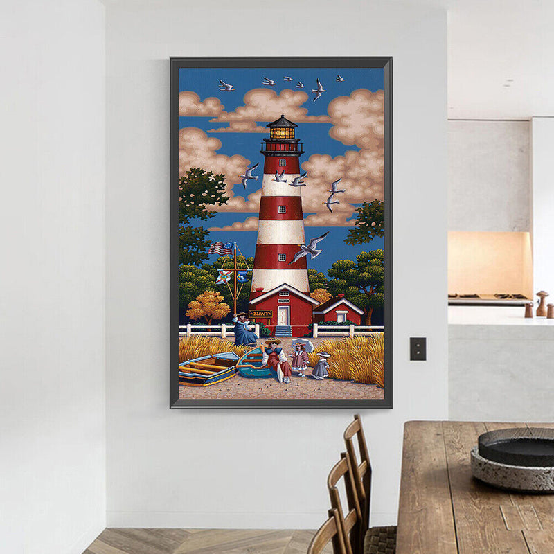 Lighthouse Oil Paint By Numbers Kits DIY Hand Painted Picture for Adults Child