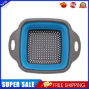 Folding Silicone Drain Basket Fruit Vegetable Washing Strainer (Blue L)