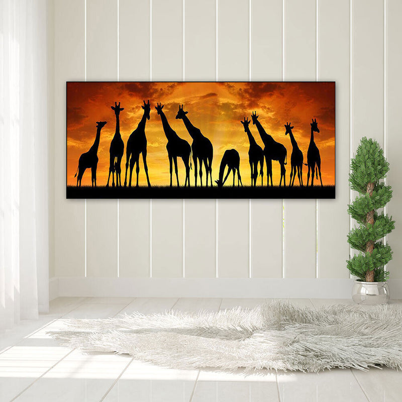 Giraffes at Sunset Oil Paint By Numbers Kits DIY Handpainted on Canvas Art