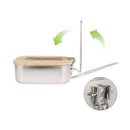 Camping Stainless Steel Wooden Cover Food Container Lunch Box Storage Box