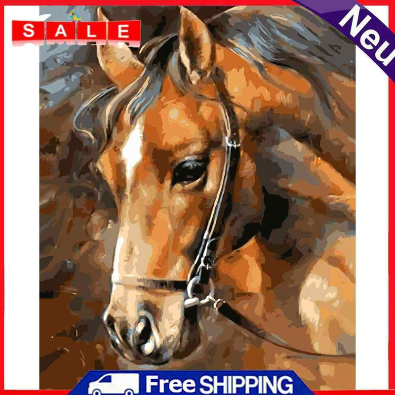 Hand Painted Craft DIY Sad Horse Painting By Numbers Digital Oil Art Picture Kit