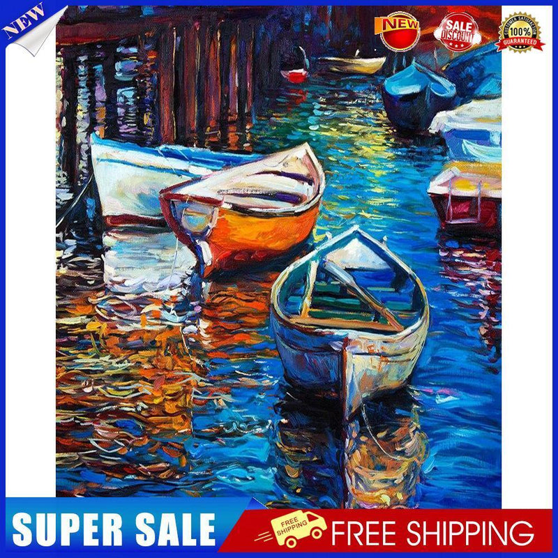 River Boat Oil Paint By Numbers Kit DIY Acrylic Painting on Canvas Picture