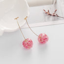 Korean Cherry Long Drop Earrings Women Sweet Fruit Dangle Earrings (Pink) Newly