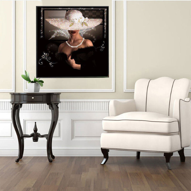 Beauty Lady with Headdress 5D Diamond DIY Painting Kit Home Decor Part Round