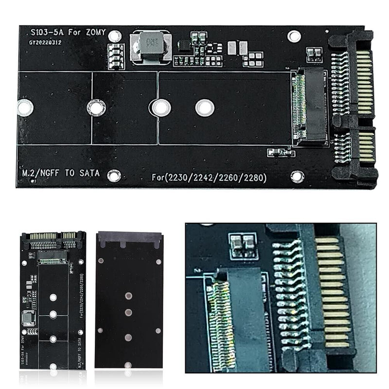 B Important M2 NGFF SSD 2.5" SATA Adapter Converter Card 2230-2280 with Metal
