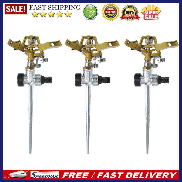 Automatic Rotating Watering Metal Spike Sprayer Garden Irrigation Sprinkler Tool