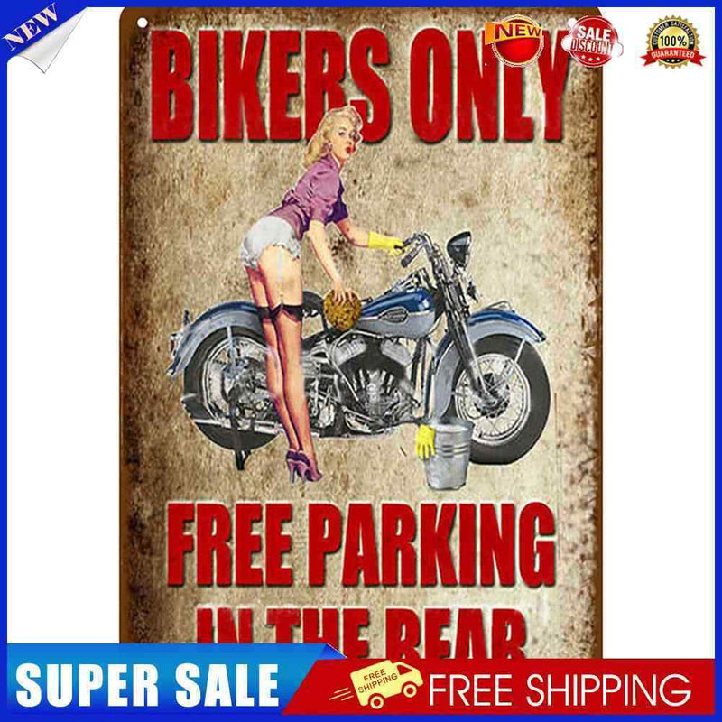 20x30cm Retro Beauty Motorcycle Tin Painting Rectangular Metal Signs (D)