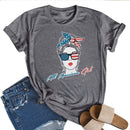 Independence Day America Girl Tea T-Shirt (Grey M)