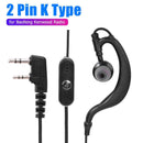 Universal 2 Pin G Shape K Type Ear Hook Earpiece Headset w/PTT Mic for Kenwood